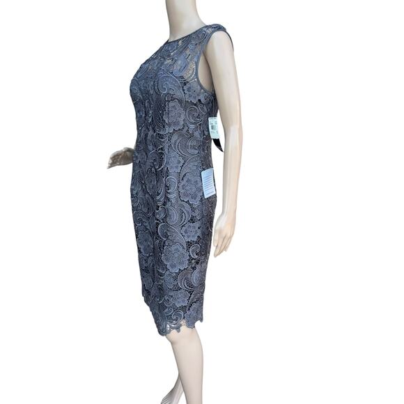 Adriana Papell Lace Sheath Dress, Size 8, Sleeveless Formal Cocktail Gown, NEW - Picture 4 of 8